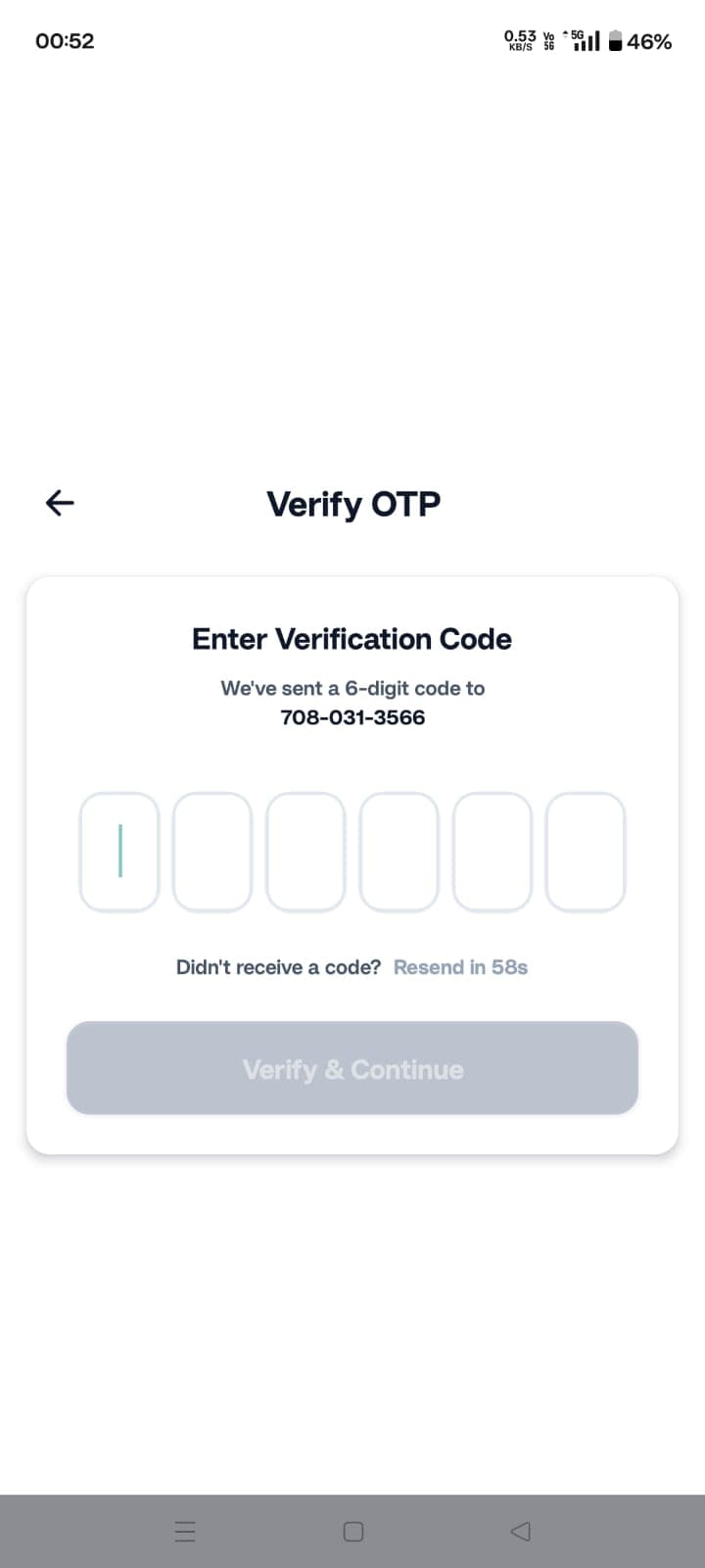 Hirearn OTP verification screen